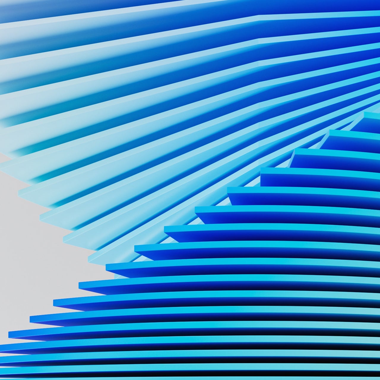 Blue parallel lines converge diagonally to form a layered abstract pattern